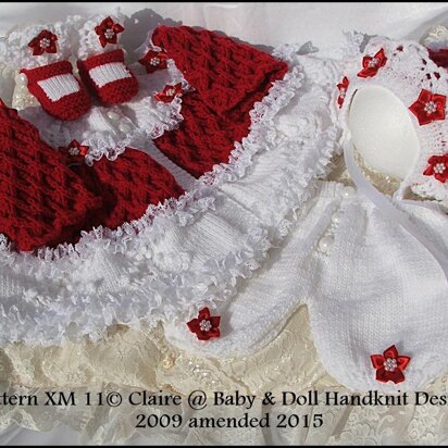 Christmas Tree Motif Matinee Set 17-24” dolls/0-3m baby