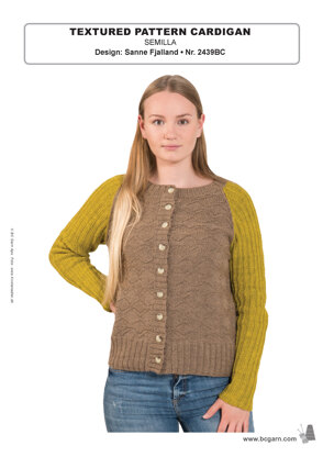 Textured Pattern Cardigan in BC Garn Semilla - 2439BC - Downloadable PDF