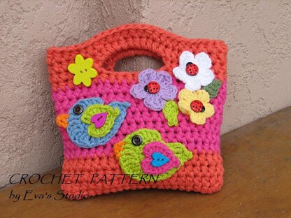Girls Purse with Birds a Flowers