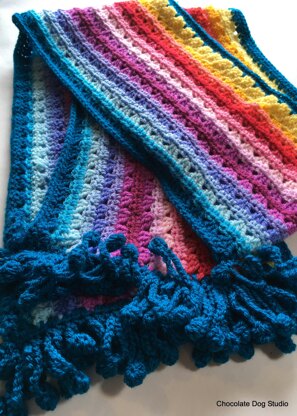 Rainbow Crochet Striped Scarf- The Denver Scarf