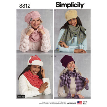 Simplicity 8812 Misses Cold Weather Accessories - Paper Pattern, Size A (ALL SIZES)