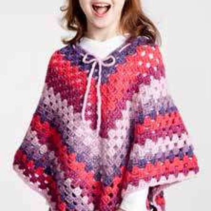 Girl's Crochet Poncho in Bernat Pop! - Downloadable PDF