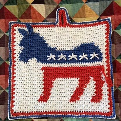 Democrats' Donkey logo pot holder pattern