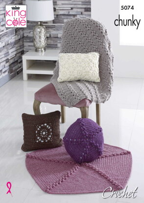 Crochet Cushions and Throws in King Cole Big Value Chunky - 5074 - Downloadable PDF
