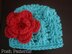 Chunky Feather Stitch Beanie Hat With Flower 190
