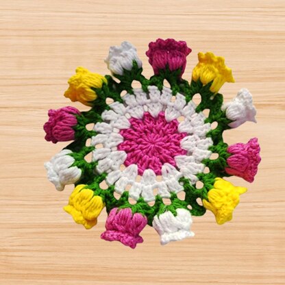 Crochet Lotus Flowers Coaster Pattern (PDF Download + Video Tutorial).