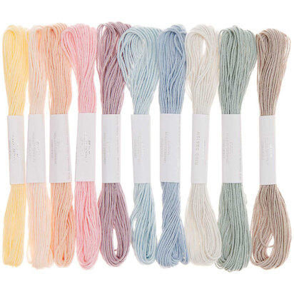 Baumwollsticktwist-Set „Pastell“, 10 Stück, 100 % Baumwolle, 6-fädig, 10 verschiedene Farben