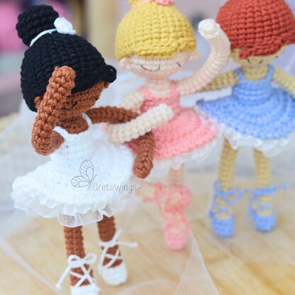 Set of 3 Ballerina Amigurumi Crochet