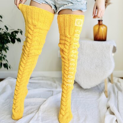 Plush cable stockings