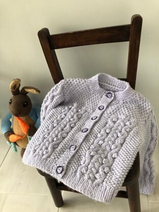 Girls Cable and Bobble Knitted Cardigan (3-24mths)