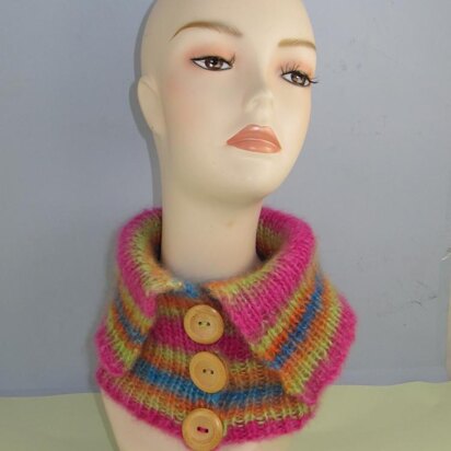 Angel Print Mohair All Rib Button Collar Cowl