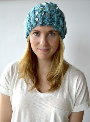 Ribby Slouch Hat in Knit Collage Daisy Chain