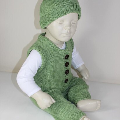 Baby Dungarees and Beanie Hat