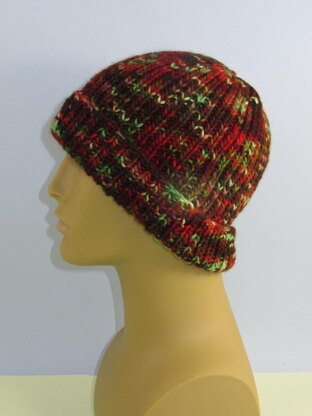 Chunky Self Striping All Rib Beanie Hat