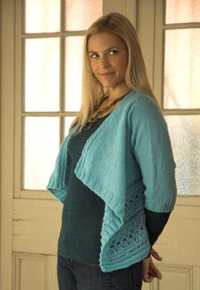 Plymouth Yarn F473 Encore Worsted Women's Draped Cardigan (Free)