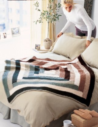 Quilt-Inspired Throw in Red Heart Super Saver Economy Solids - KCT0002