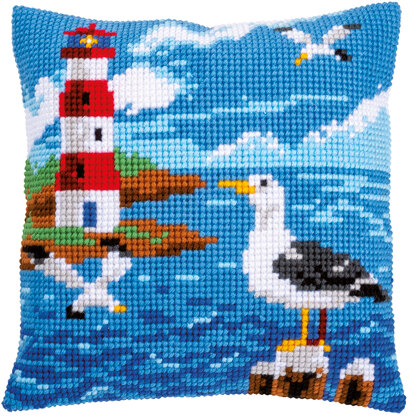 Vervaco Lighthouse & Seagull Cushion Cross Stitch Kit - 40cm x 40cm