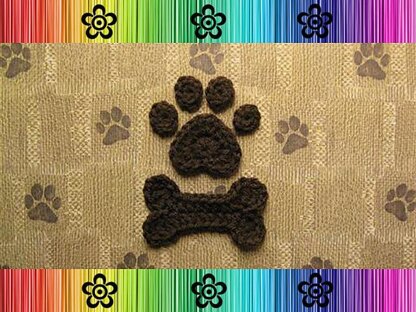 Dog Paw and Bone Applique