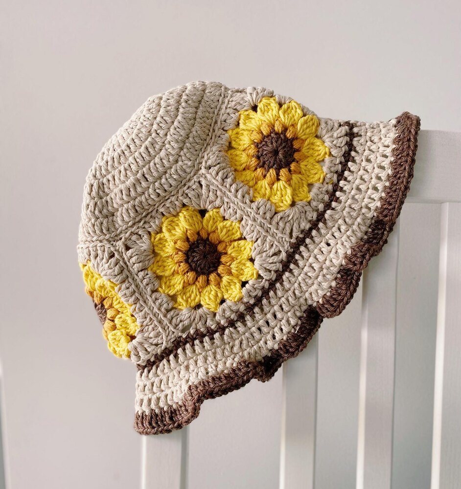 Sunflower bucket hat Crochet pattern by Crochetlovemelbourne