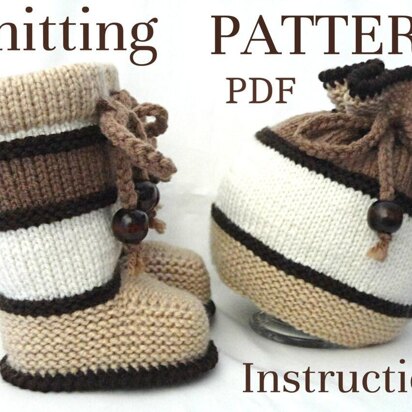 Knitted Baby Hat Baby Shoes PATTERN Baby Boy Baby Girl