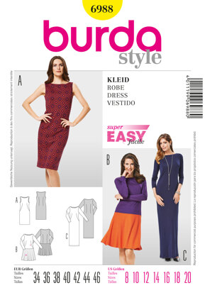 Burda Simplicity Burda Style Dress Sewing Pattern B6988 - Paper Pattern, Size 8-20 (34-46)