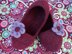 Little Girls Ballet Slipper with Flower Felted Knit