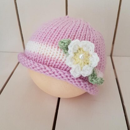 Easy Baby Girl Flower Beanie