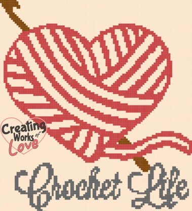 Crochet Heart Yarn Ball Stitch Graph