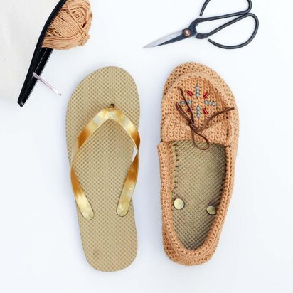 Crochet Moccasins with Flip Flop Soles