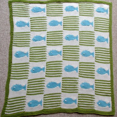 Fish and Stripes Cot Balnket