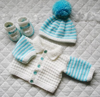 Knitting pattern Baby Reborn Dolls, Cardigan, Hat and boots, 17-22" Doll, 0-3 Month Baby