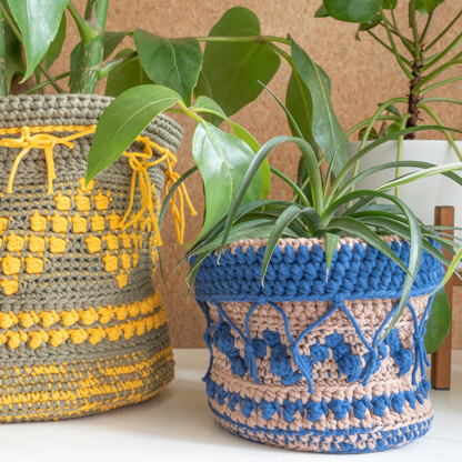 Boho Plant Baskets in Yarn and Colors Zen - YAC100099 - Downloadable PDF