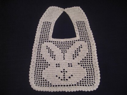 Filet Crochet Bib - Bunny