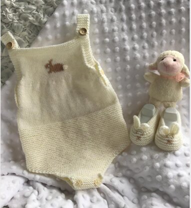 Premature to Newborn Romper with Bunny Slippers