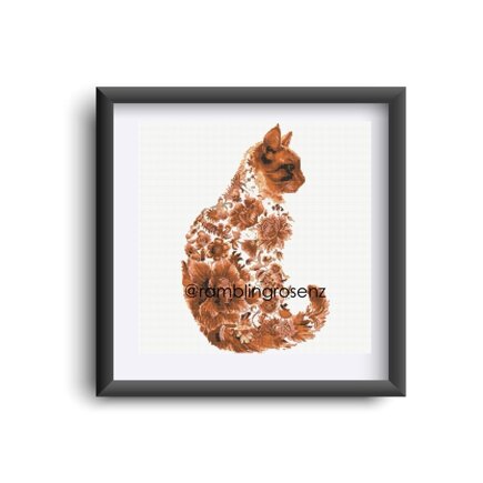 Cat Silhouette:  Orange - Counted Cross-stitch #3