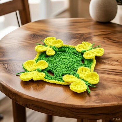 Crochet Butterfly Coaster Pattern PDF + Video Tutorial