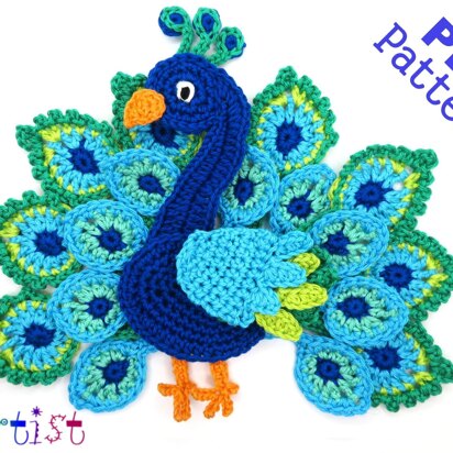 Peacock crochet applique pattern