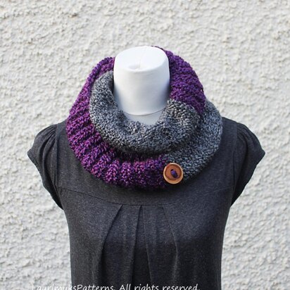 Purple and grey infinity scarf