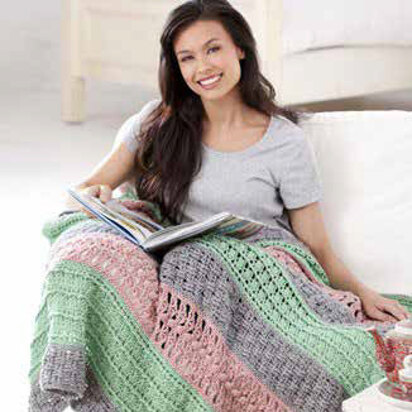 Soft Stripes Throw in Caron Simply Soft Heathers & Simply Soft - Downloadable PDF