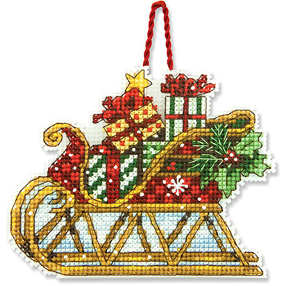 Dimensions Sleigh Ornament Cross Stitch Kit - 11cm x 8.5cm