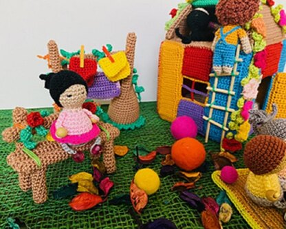 Amigurumi jungle of dreams - wooden bench