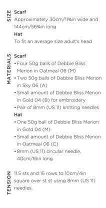 Anya - Scarf with free Hat Knitting Pattern for Women in Debbie Bliss Merion by Debbie Bliss