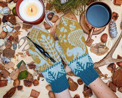 Squirrel Fair Isle Crochet Mittens