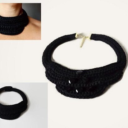 Black Crochet collar necklace