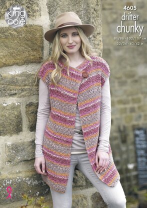 Ladies Waistcoats in King Cole Drifter Chunky - 4605 - Downloadable PDF