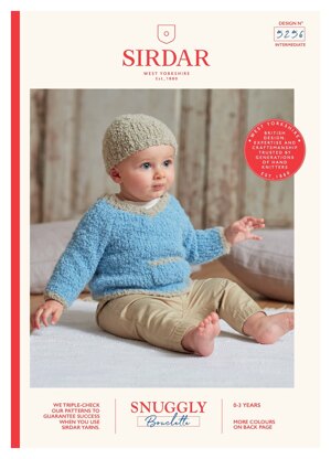 V-Neck Sweater and Hat in Sirdar Snuggly Bouclette - 5256 - Downloadable PDF