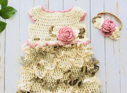 Crochet Baby Ruffled Dress and Headband