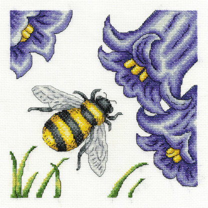 DMC Bee and Bluebells 14 Count Cross Stitch Kit - 17.8cm x 21.6cm