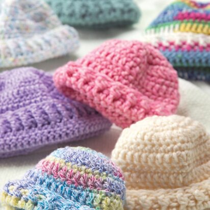 Knit & Crochet Preemie Hats in Red Heart Soft Multis - WR1756