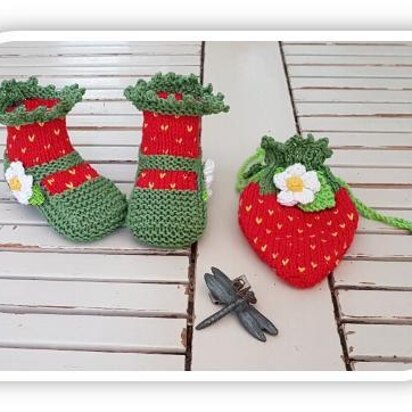 Strawberry Bootie and Pouch Bag